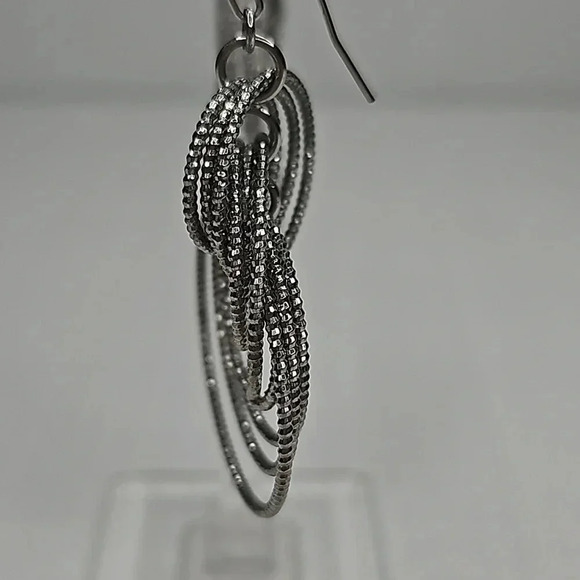 Lia Sophia Silver Sparkle Circle Statement Earrings - Picture 12 of 13